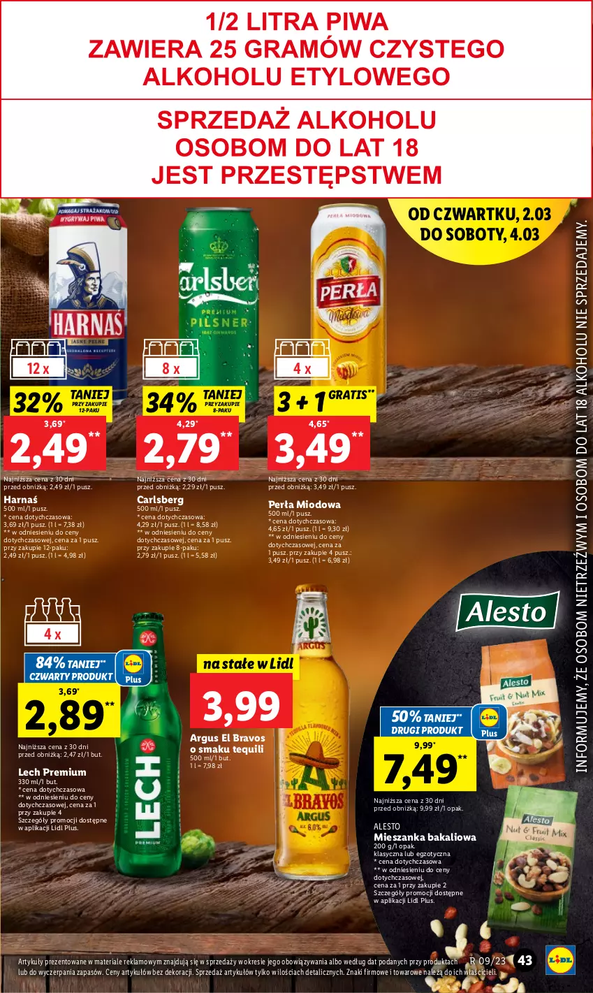 Gazetka promocyjna Lidl - GAZETKA - ważna 02.03 do 04.03.2023 - strona 47 - produkty: Carlsberg, Gra, Harnaś, Lech Premium, Mieszanka bakaliowa, Perła, Piwa