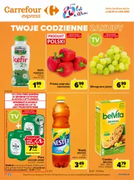 Gazetka promocyjna Carrefour - Gazetka Express - Gazetka - ważna od 01.08 do 01.08.2022 - strona 2 - produkty: BelVita, Piwa, Ciastka, Koc, Piątnica, Papryka czerwona, Papryka, Kosz, Okocim, Napój, Kefir, Nestea
