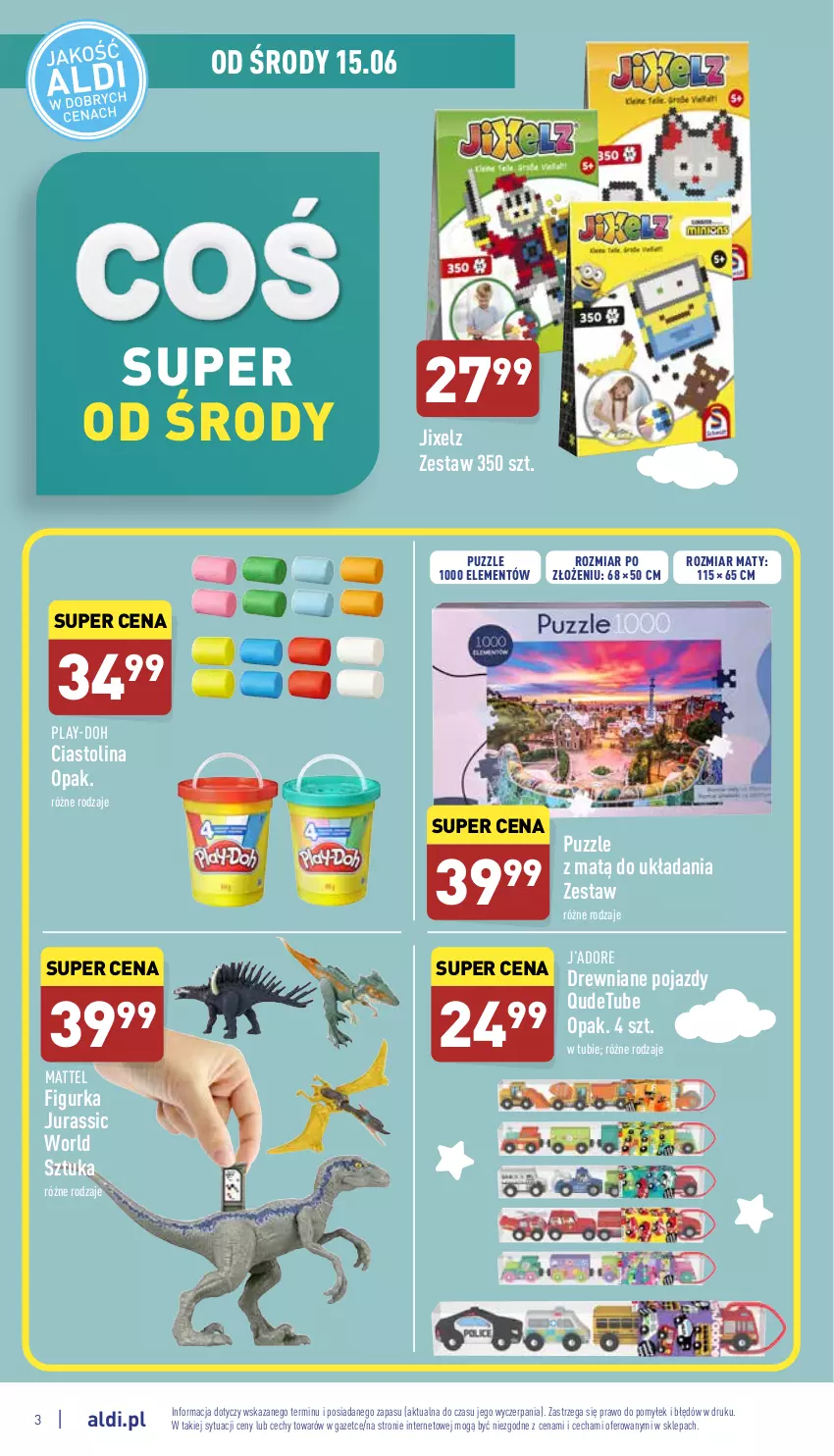 Gazetka promocyjna Aldi - Zaplanuj zakupy wcześniej - ważna 15.06 do 18.06.2022 - strona 3 - produkty: Jurassic World, Mattel, Play-Doh, Pojazd, Puzzle