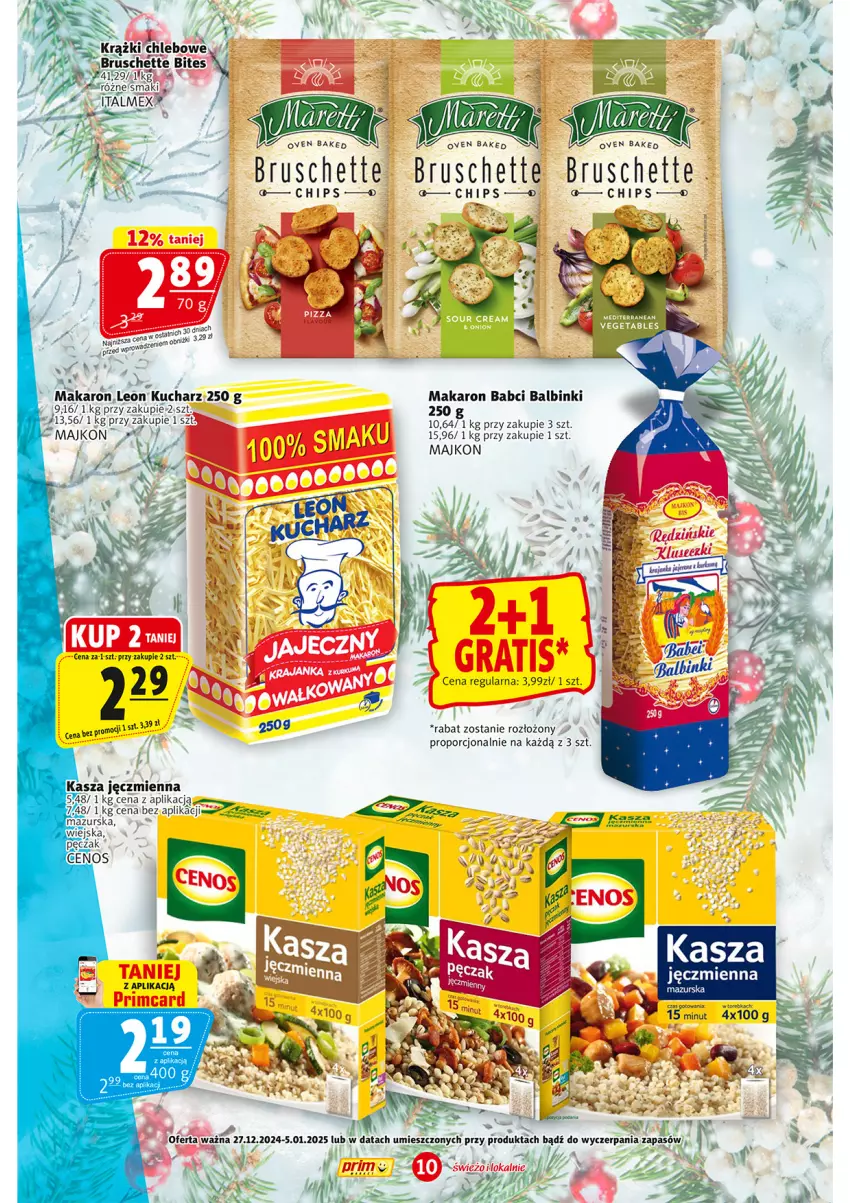 Gazetka promocyjna Prim Market - ważna 27.12.2024 do 05.01.2025 - strona 10 - produkty: Bruschette, Kasza, Kasza jęczmienna, Leon, Makaron, Por, Ser