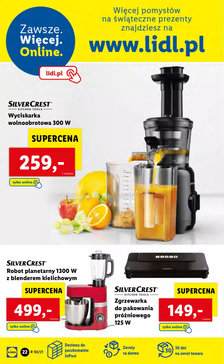 Gazetka promocyjna Lidl - GAZETKA - ważna 13.12 do 19.12.2021 - strona 24 - produkty: Blender, Robot, Robot planetarny, Warka, Wyciskarka, Wyciskarka wolnoobrotowa