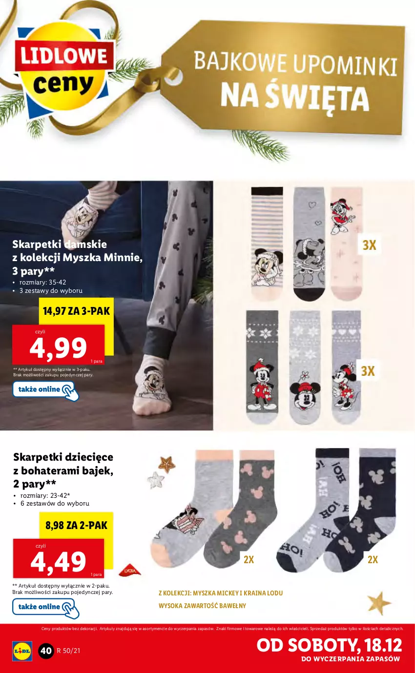 Gazetka promocyjna Lidl - GAZETKA - ważna 13.12 do 19.12.2021 - strona 42 - produkty: Dzieci, Karp, Minnie, Mysz, Skarpetki, Sok, Tera