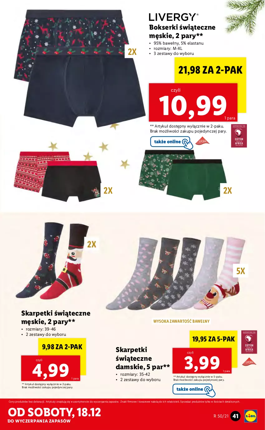 Gazetka promocyjna Lidl - GAZETKA - ważna 13.12 do 19.12.2021 - strona 43 - produkty: Bokserki, Karp, Ser, Skarpetki, Sok