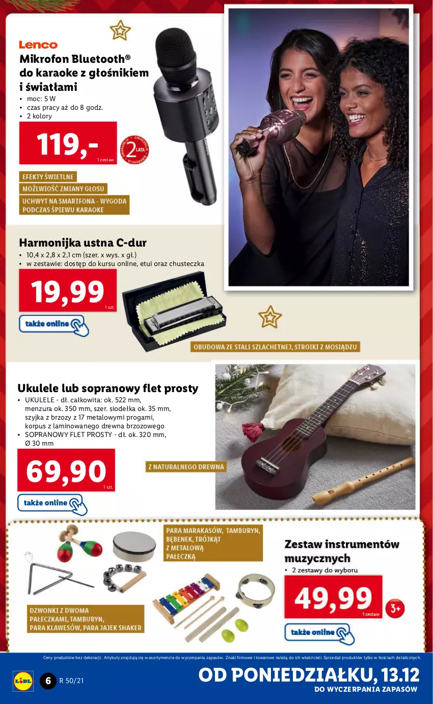 Gazetka promocyjna Lidl - GAZETKA - ważna 13.12 do 19.12.2021 - strona 6 - produkty: Głośnik, Harmonijka, Mikrofon, Ukulele