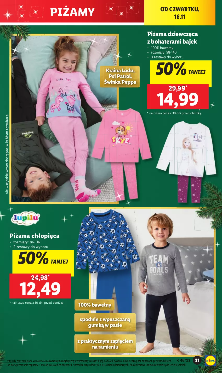 Gazetka promocyjna Lidl - GAZETKA - ważna 13.11 do 18.11.2023 - strona 31 - produkty: Inka, Piżama, Psi Patrol, Spodnie, Tera