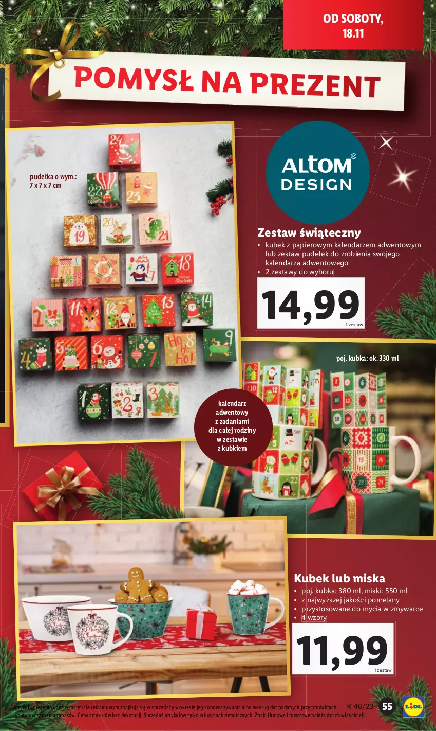 Gazetka promocyjna Lidl - GAZETKA - ważna 13.11 do 18.11.2023 - strona 57 - produkty: Kalendarz, Kalendarz adwentowy, Kubek, Miska, Papier, Por