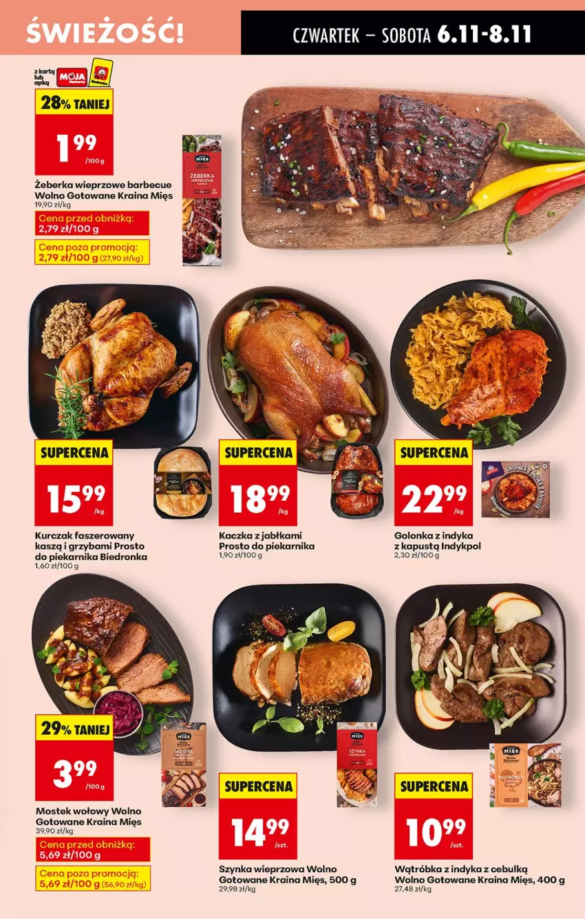 Gazetka promocyjna Biedronka - Od Czwartku - ważna 06.11 do 12.11.2025 - strona 25 - produkty: Fa, Golonka z indyka, Jabłka, Kaczka, Kapustą, Kurczak, Piekarnik, Stek, Stek wołowy, Szynka, Szynka wieprzowa