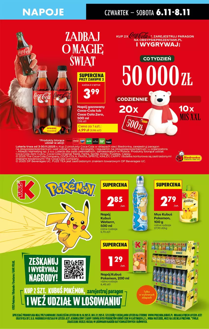Gazetka promocyjna Biedronka - Od Czwartku - ważna 06.11 do 12.11.2025 - strona 59 - produkty: AEG, Cappy, Coca-Cola, Fa, Fanta, Gin, Gra, Gry, Kubuś, Mus, Napój, Napój gazowany, Sprite, Woda