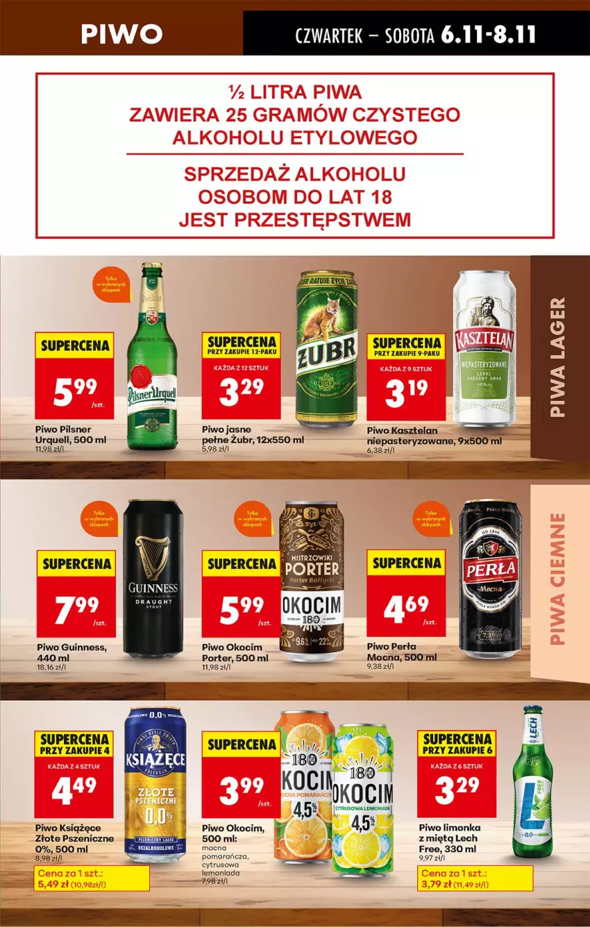 Gazetka promocyjna Biedronka - Od Czwartku - ważna 06.11 do 12.11.2025 - strona 63 - produkty: Kasztelan, Koc, Lemoniada, Limonka, Okocim, Perła, Pilsner Urquell, Piwa, Piwo, Piwo jasne, Por