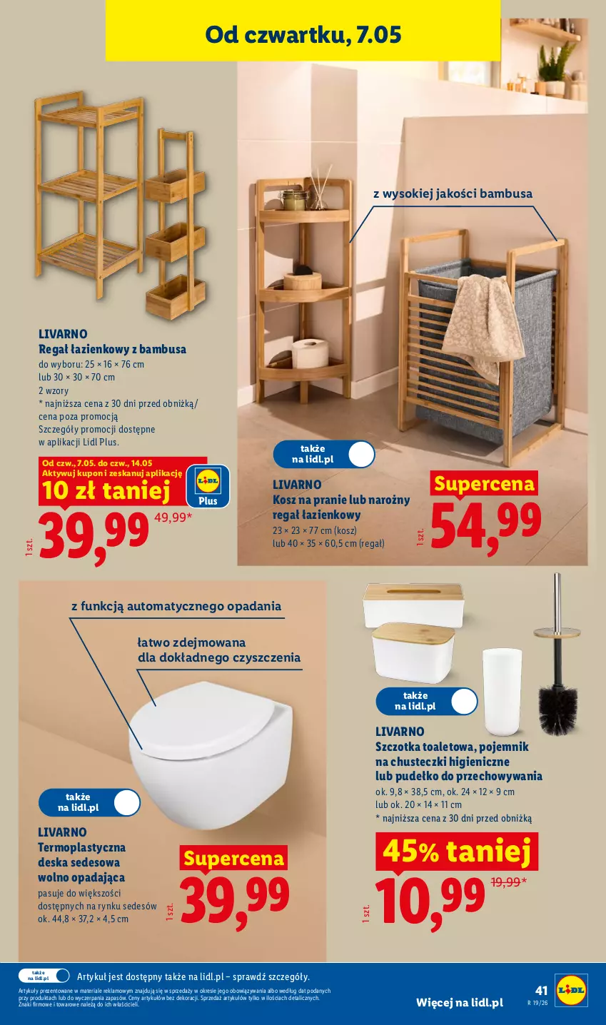 Gazetka promocyjna Lidl - Katalog ważny od 4.05 - ważna 04.05 do 09.05.2026 - strona 45 - produkty: Chusteczki, Deska sedesowa, Ivar, Kosz, Mop, Pojemnik, Pudełko, Regał, Sok, Szczotka