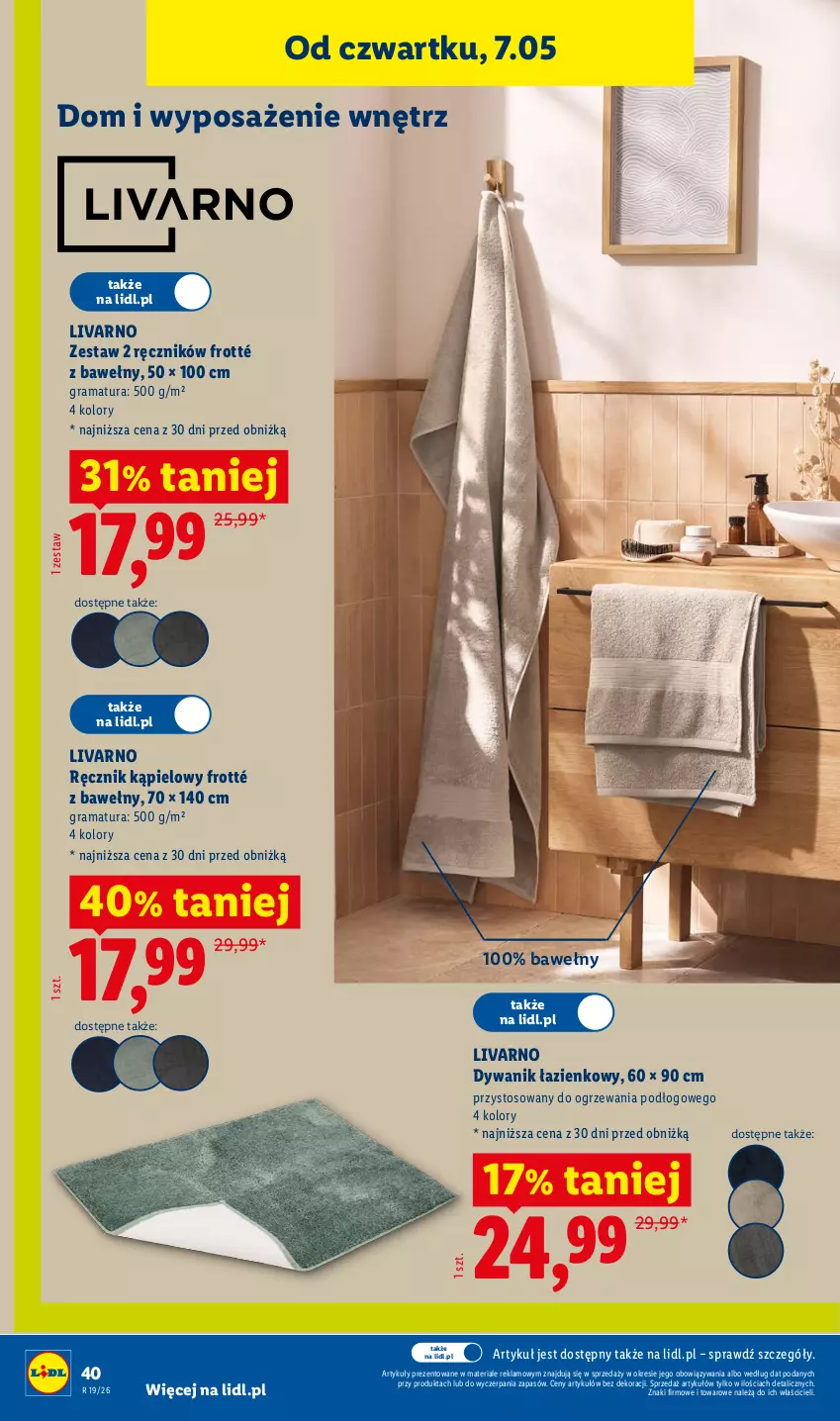 Gazetka promocyjna Lidl - Katalog ważny od 4.05 - ważna 04.05 do 09.05.2026 - strona 46 - produkty: Dywan, Dywanik, Dywanik łazienkowy, Gra, Ivar, Rama, Ręcznik, Ręcznik kąpielowy