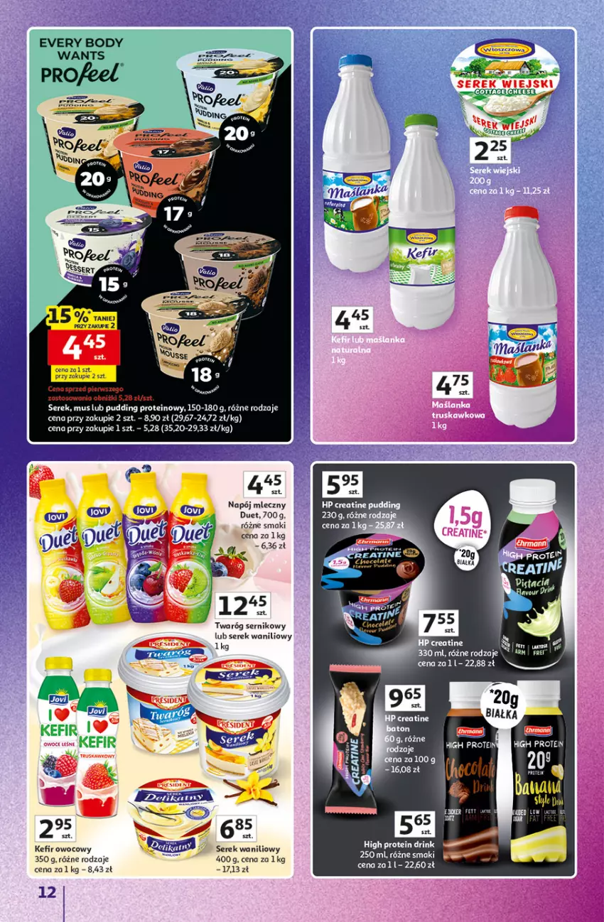 Gazetka promocyjna Auchan - Znane Marki Hipermarket - ważna 23.04 do 30.04.2026 - strona 12 - produkty: Body, HP, Kefir, Mus, Napój, Napój mleczny, Pudding, Ser, Serek, Twaróg