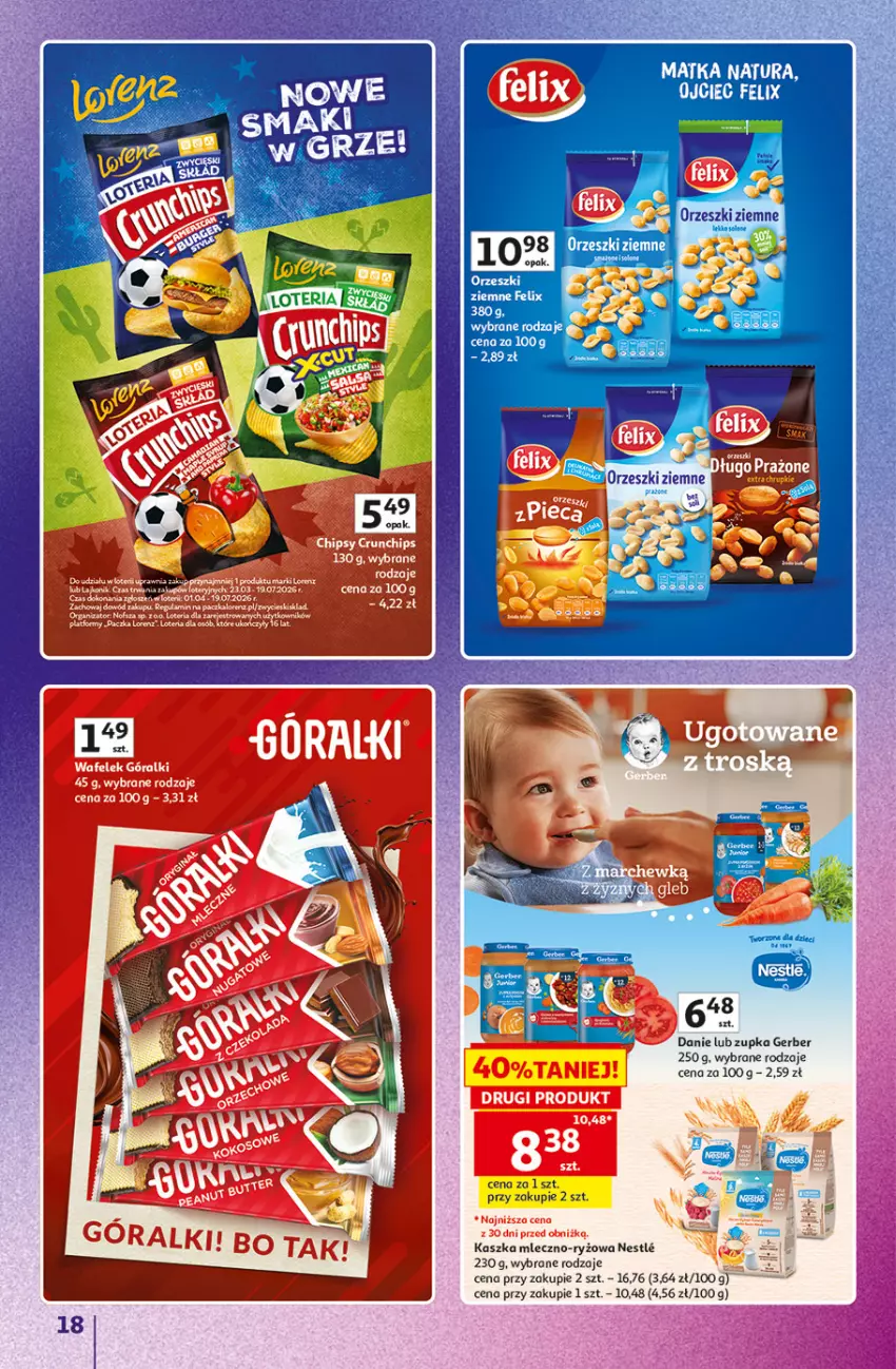 Gazetka promocyjna Auchan - Znane Marki Hipermarket - ważna 23.04 do 30.04.2026 - strona 18 - produkty: Felix, Gerber, Orzeszki, Orzeszki ziemne, Ryż