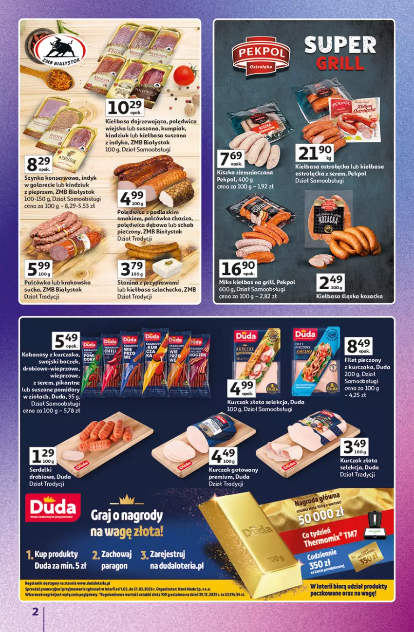 Gazetka promocyjna Auchan - Znane Marki Hipermarket - ważna 23.04 do 30.04.2026 - strona 2 - produkty: Boczek, Duda, Gala, Grill, Kiełbasa, Kiełbasa śląska, Kindziuk, Kurczak, Kurczak gotowany, Pekpol, Piec, Pieprz, Podlaski, Polędwica, Schab pieczony, Ser, Szynka, Szynka konserwowa