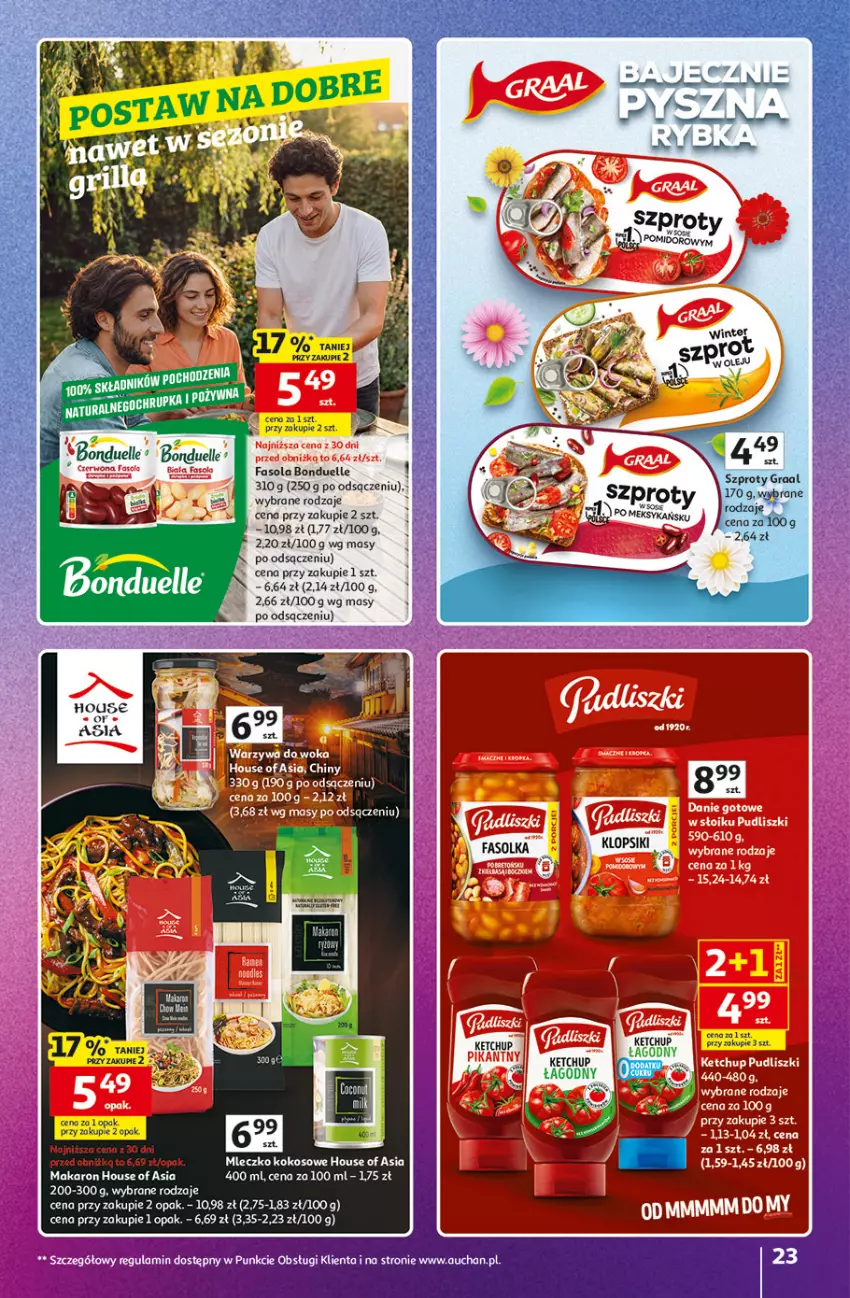 Gazetka promocyjna Auchan - Znane Marki Hipermarket - ważna 23.04 do 30.04.2026 - strona 23 - produkty: Bonduelle, Fa, Fasola, House of Asia, Ketchup, Klopsiki, Kokos, Makaron, Mleczko