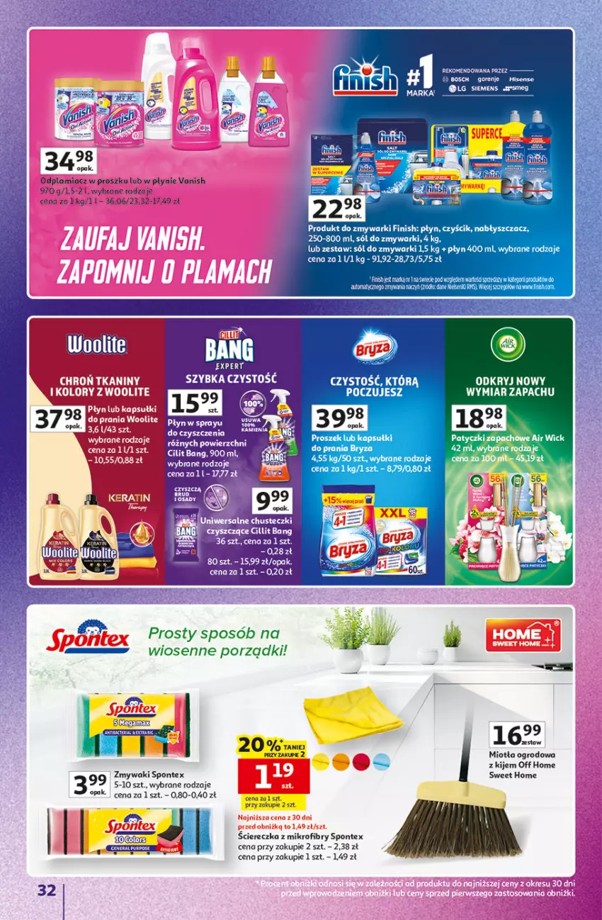 Gazetka promocyjna Auchan - Znane Marki Hipermarket - ważna 23.04 do 30.04.2026 - strona 32 - produkty: Bosch, Bryza, Finish, Gorenje, Kije, Miotła, Odplamiacz, Por, Sól, Vanish, Zmywarki
