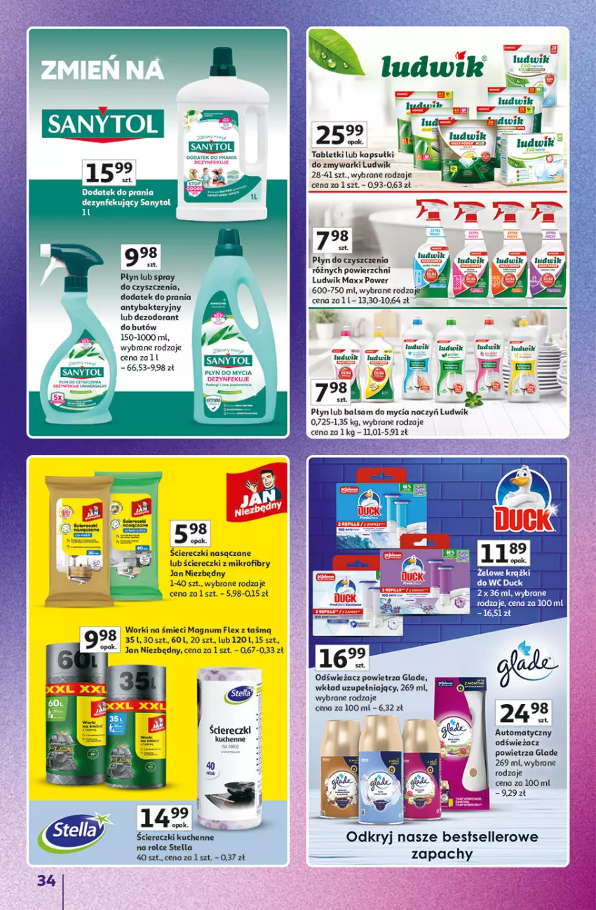 Gazetka promocyjna Auchan - Znane Marki Hipermarket - ważna 23.04 do 30.04.2026 - strona 34 - produkty: Balsam do mycia naczyń, Dezodorant, Do mycia naczyń, Ludwik, Odświeżacz powietrza, Płyn do mycia, Spray do czyszczenia, Tablet, Zmywarki