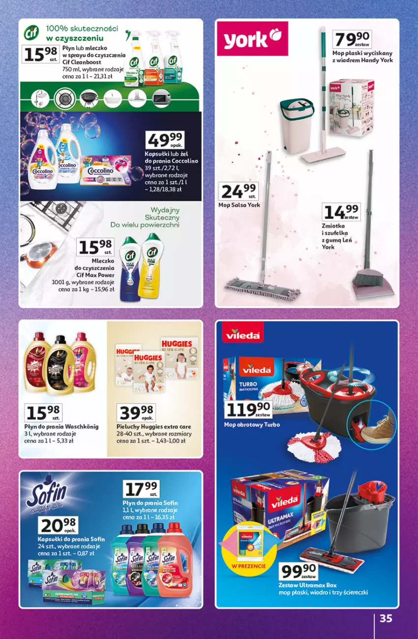 Gazetka promocyjna Auchan - Znane Marki Hipermarket - ważna 23.04 do 30.04.2026 - strona 35 - produkty: Cif, Huggies, Mleczko, Mop, Pieluchy, Płyn do prania, Por, Szufelka