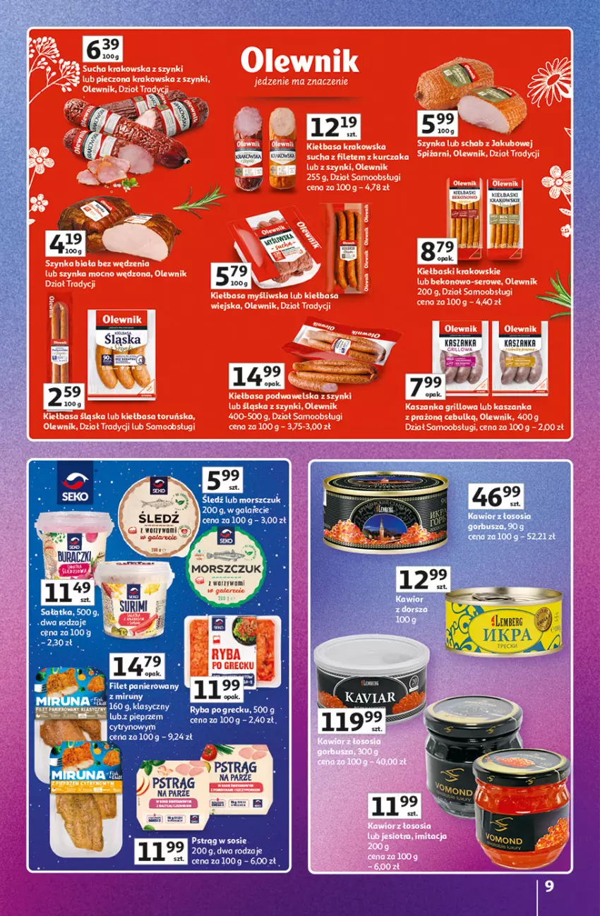 Gazetka promocyjna Auchan - Znane Marki Hipermarket - ważna 23.04 do 30.04.2026 - strona 9 - produkty: Filet panierowany, Gala, Kasza, Kaszanka, Pieprz, Pstrąg, Ryba, Sałat, Sałatka, Sos