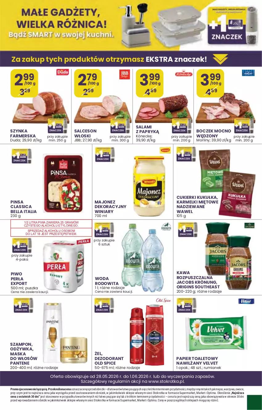 Gazetka promocyjna Stokrotka - Supermarket - ważna 28.05 do 01.06.2026 - strona 17 - produkty: Bell, Bella, Fa, Gra, Maska, Mięso, Optima, Owoce, Pantene, Piwa, Salami, Szynka, Szynka farmerska, Warzywa