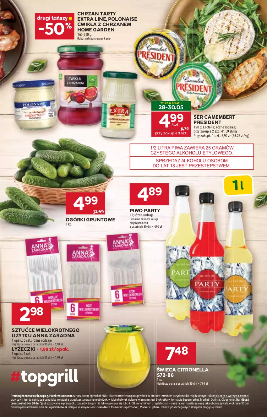 Gazetka promocyjna Stokrotka - Supermarket - ważna 28.05 do 01.06.2026 - strona 19 - produkty: Camembert, Chrzan, Gra, Grunt, Mięso, Optima, Owoce, Piwa, Piwo, Président, Ser, Warzywa