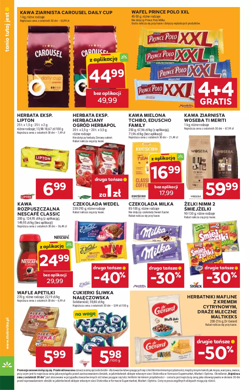 Gazetka promocyjna Stokrotka - Supermarket - ważna 28.05 do 01.06.2026 - strona 26 - produkty: Cukier, Cukierki, Czekolada, Dr Gerard, Fa, Gra, Herbapol, Herbata, Herbatniki, Herbatniki Mafijne, Kawa, Kawa mielona, Kawa rozpuszczalna, Kawa ziarnista, Kret, Lipton, Mięso, Milka, Nescafé, Ogród, Optima, Owoce, Prince Polo, Tchibo, Wafle, Warzywa, Woseba