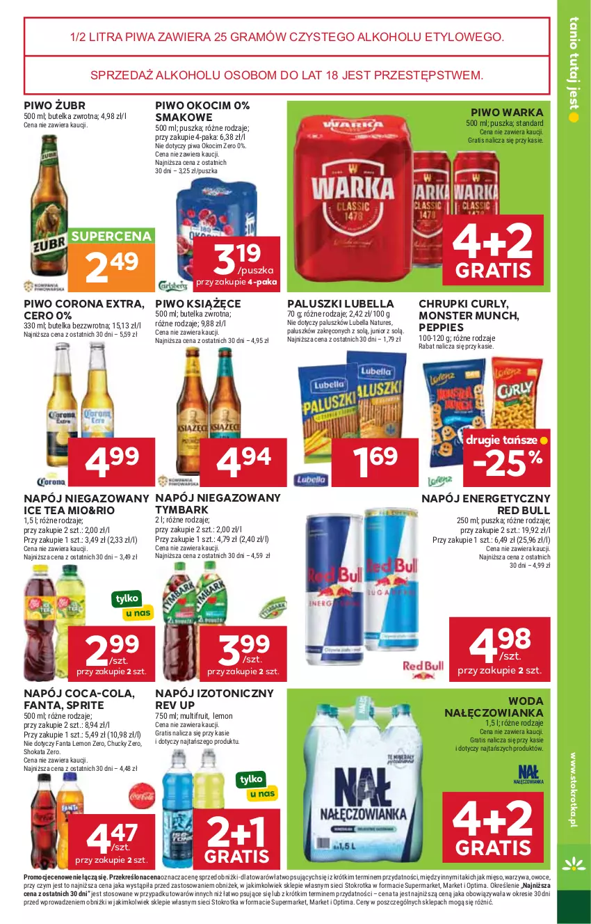 Gazetka promocyjna Stokrotka - Supermarket - ważna 28.05 do 01.06.2026 - strona 31 - produkty: Bell, Bella, Chrupki, Coca-Cola, Corona Extra, Fa, Fanta, Gra, Ice tea, Koc, Książęce, Lubella, Mięso, Monster Munch, Nałęczowianka, Napój, Napój energetyczny, Napój izotoniczny, Napój niegazowany, Okocim, Optima, Owoce, Piwa, Piwo, Red Bull, Sprite, Tymbark, Warka, Warzywa, Woda