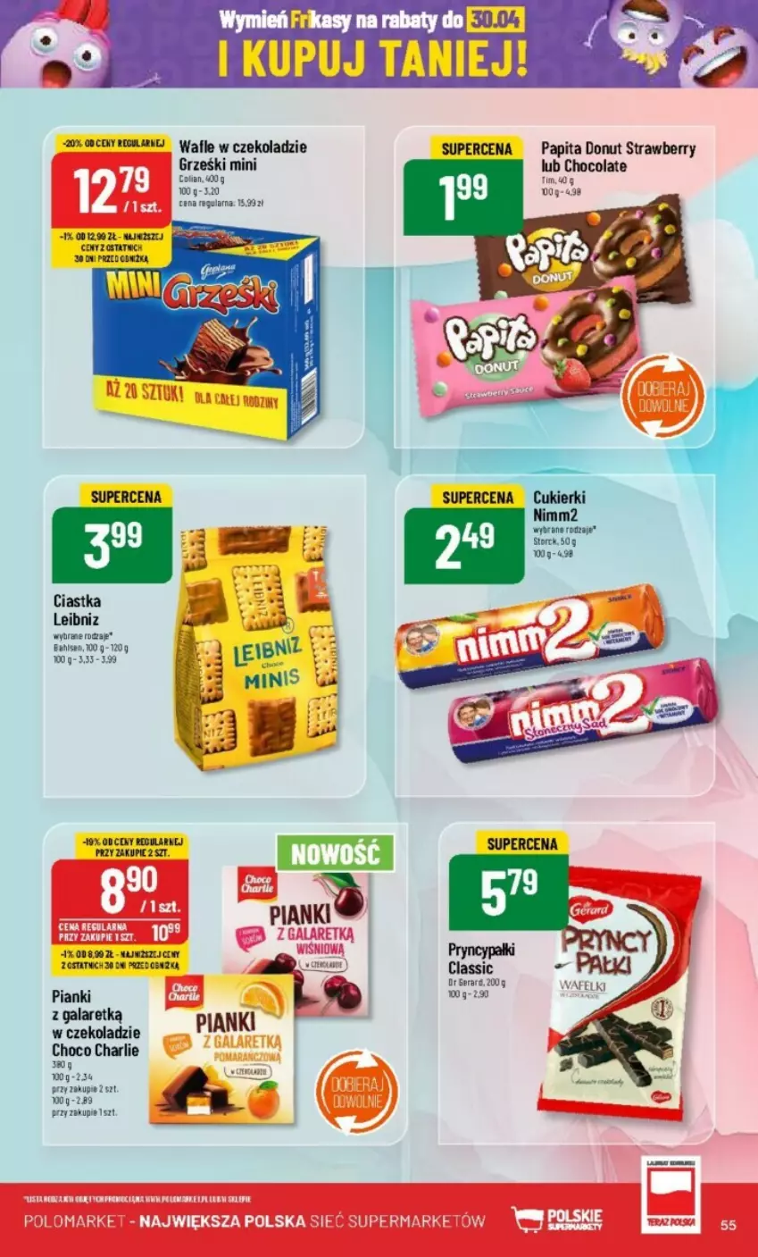 Gazetka promocyjna PoloMarket - ważna 17.04 do 23.04.2024 - strona 51 - produkty: Ciastka, Cukier, Cukierki, Donut, Grześki, Nimm2, Wafle