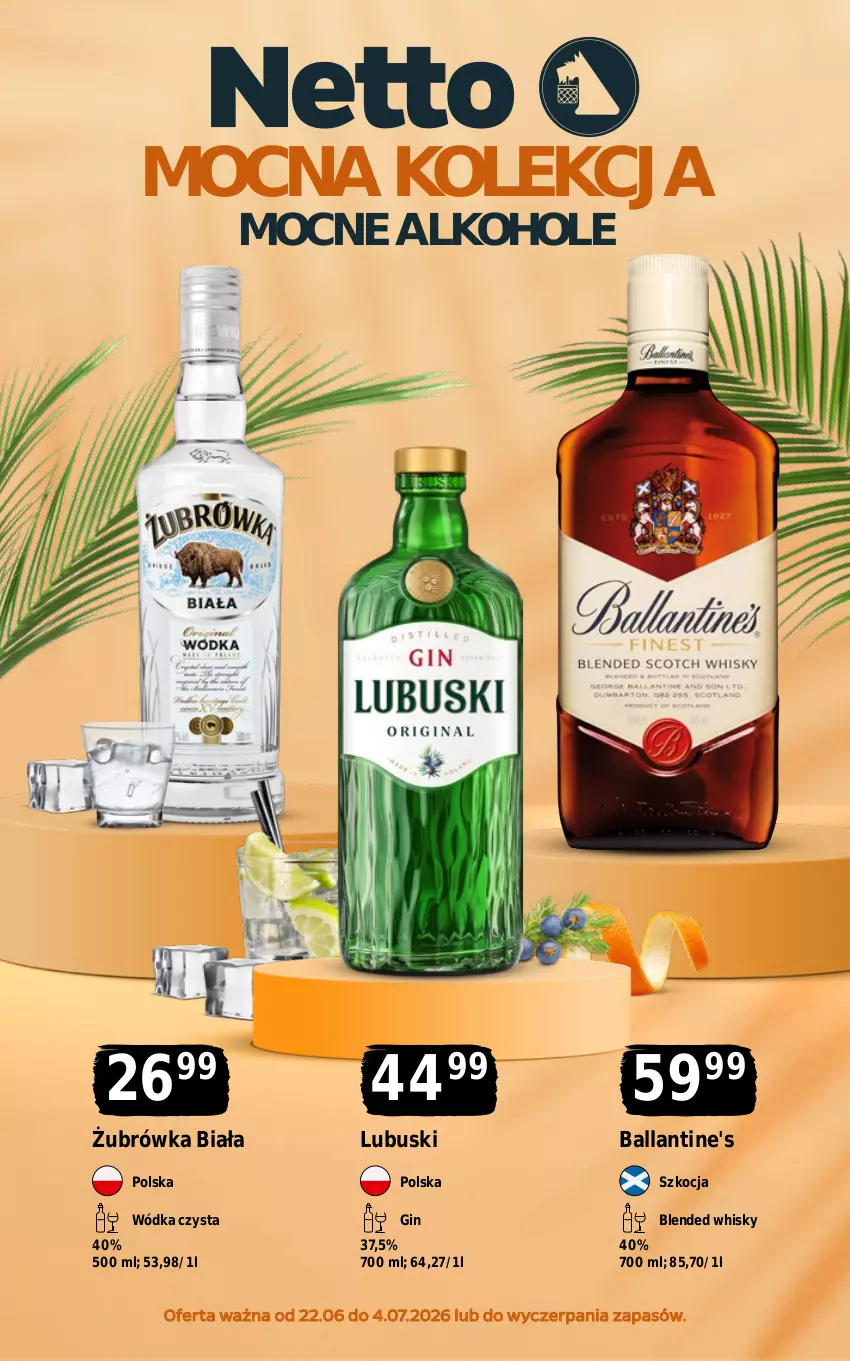 Gazetka promocyjna Netto - Alkohole - Mocne - ważna 22.06 do 04.07.2026 - strona 1 - produkty: Alkohole, Ballantine's, Gin, Koc, Whisky, Wódka