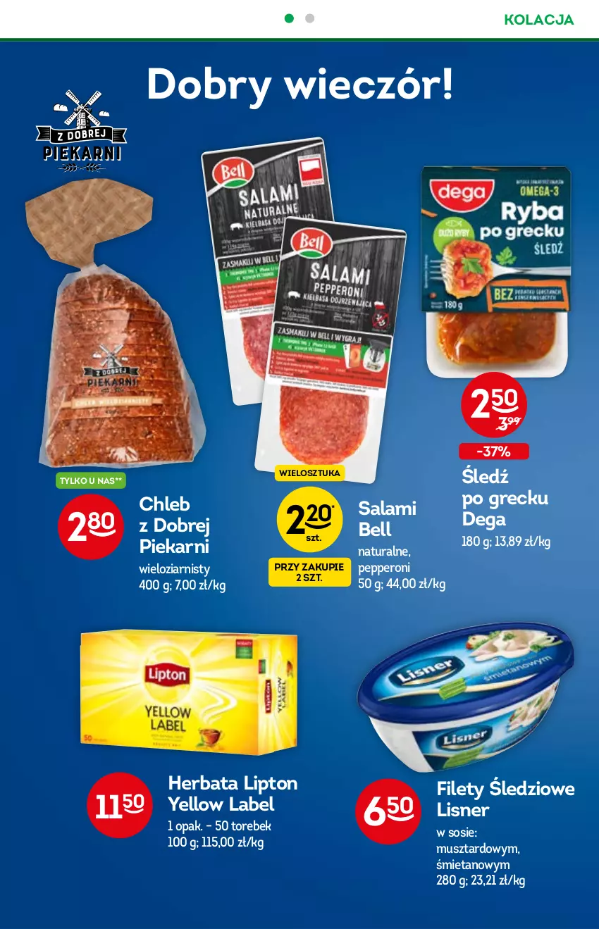 Gazetka promocyjna Żabka - ważna 15.09 do 21.09.2021 - strona 40 - produkty: Bell, Chleb, Dega, Herbata, Lipton, Lisner, Mus, O nas, Salami, Sos