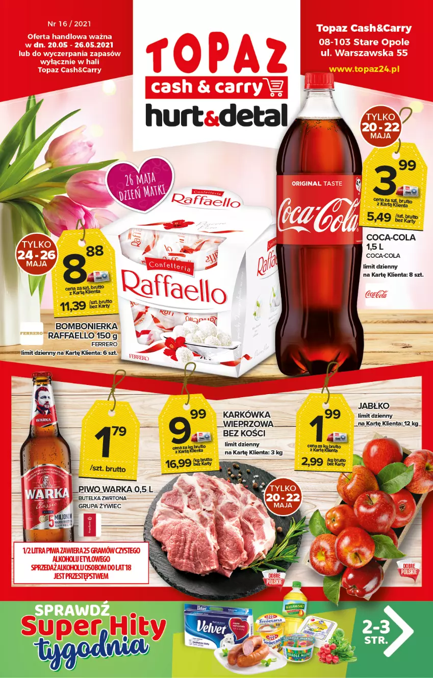 Gazetka promocyjna Topaz - Gazetka - ważna 20.05 do 26.05.2021 - strona 1 - produkty: Coca-Cola, Fa, Ferrero, Raffaello