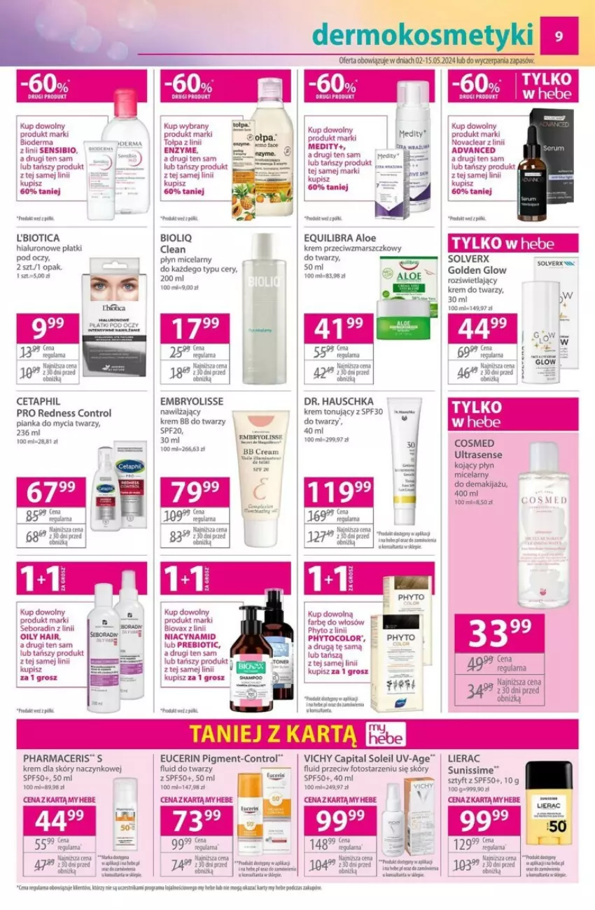 Gazetka promocyjna Hebe - ważna 02.05 do 15.05.2024 - strona 18 - produkty: Acer, Cetaphil, Control, Embryolisse, Lierac, Makijaż, Pharmaceris, Pianka do mycia twarzy, Por, Vichy