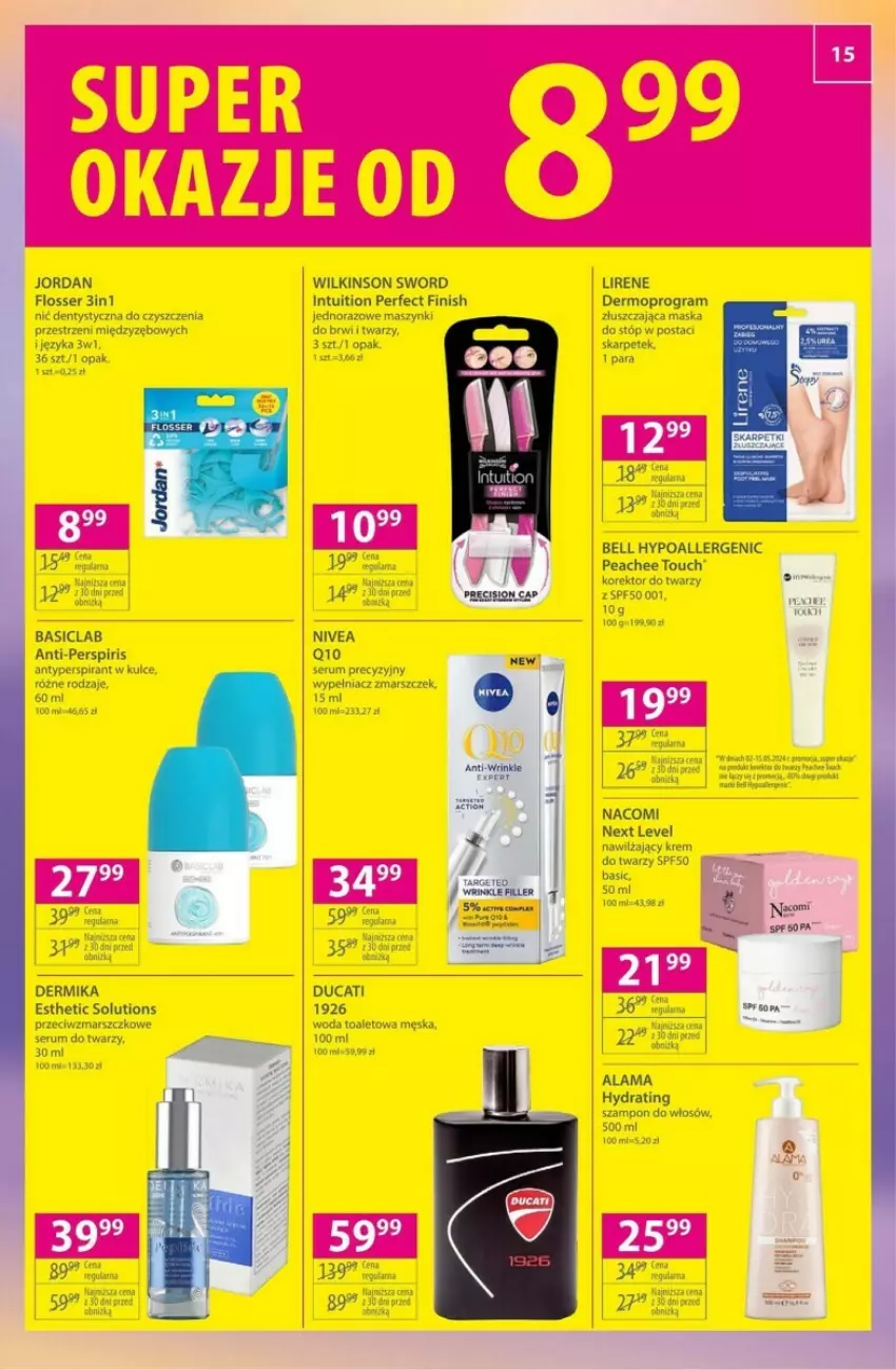 Gazetka promocyjna Hebe - ważna 02.05 do 15.05.2024 - strona 7 - produkty: Basiclab, Bell, Bell HypoAllergenic, Dermika, Ducati, Finish, Gra, Lirene, Mop, Nacomi, Nivea, Ser, Wilkinson Sword