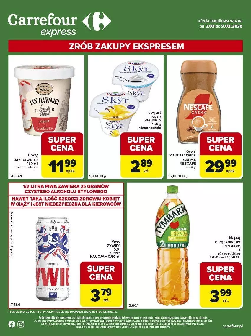 Gazetka promocyjna Carrefour - Gazetka Express - ważna 03.03 do 09.03.2026 - strona 2 - produkty: Gra, Kawa, Klej, Lody, Napój, Piątnica, Piec, Piwa, Tymbark