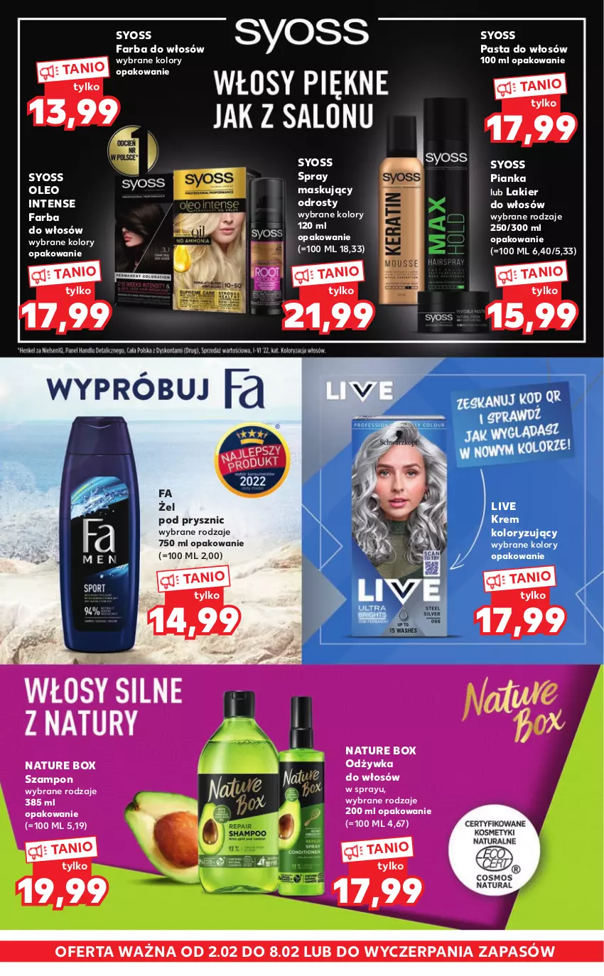 Gazetka promocyjna Kaufland - Oferta ważna od  02.02.2023 do 08.02.2023 lub do wyczerpania zapasów - ważna 02.02 do 08.02.2023 - strona 2 - produkty: Fa, Farba do włosów, Lakier, Lakier do włosów, Nature Box, Odżywka, Oleo, Syoss, Szampon