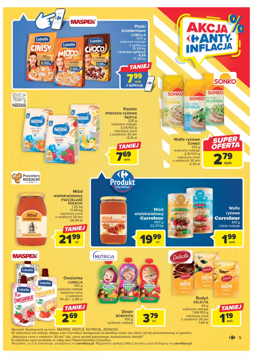 Gazetka promocyjna Carrefour - Gazetka Carrefour - ważna 21.02 do 04.03.2023 - strona 11 - produkty: Bell, Bella, BoboVita, Budyń, Danio, Delecta, Deser, Lubella, Miecz, Miód, Owsianka, Ryż, Ser, Sonko, Wafle