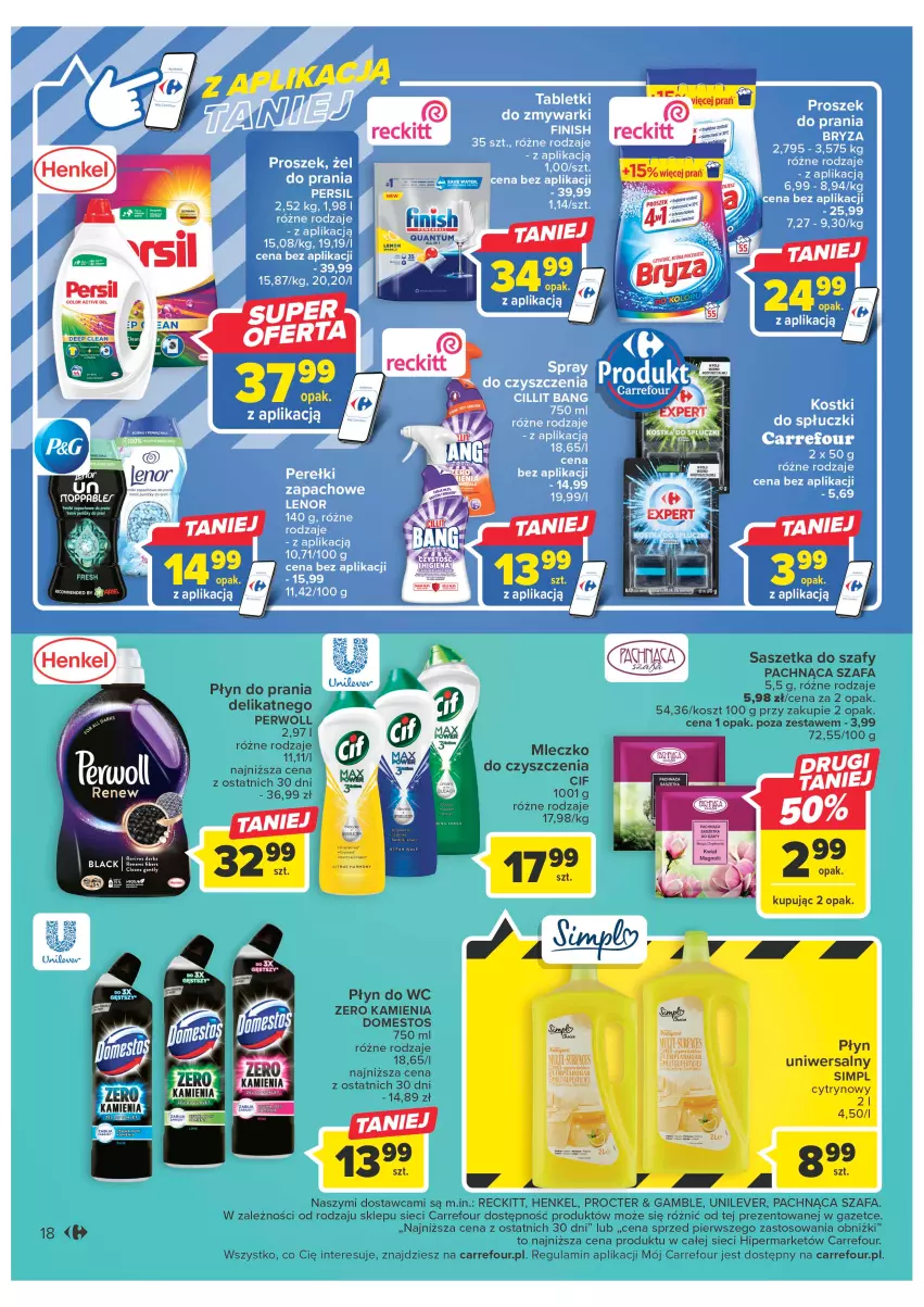 Gazetka promocyjna Carrefour - Gazetka Carrefour - ważna 21.02 do 04.03.2023 - strona 20 - produkty: Cif, Domestos, Fa, Kosz, Mleczko, Perwoll, Płyn do prania, Płyn do wc, Szafa