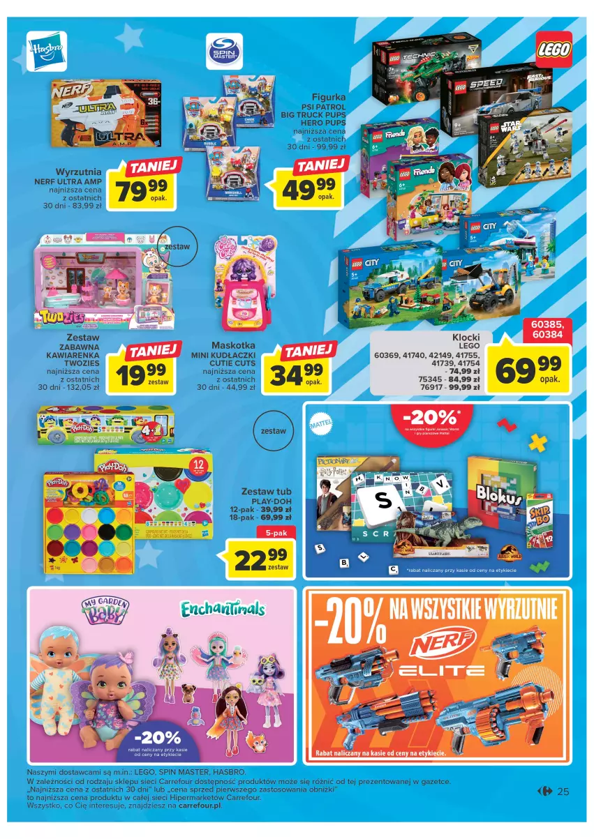 Gazetka promocyjna Carrefour - Gazetka Carrefour - ważna 21.02 do 04.03.2023 - strona 27 - produkty: Gry, Hasbro, Jurassic World, Klocki, LEGO, Mattel, Nerf, Play-Doh, Psi Patrol, Wyrzutnia