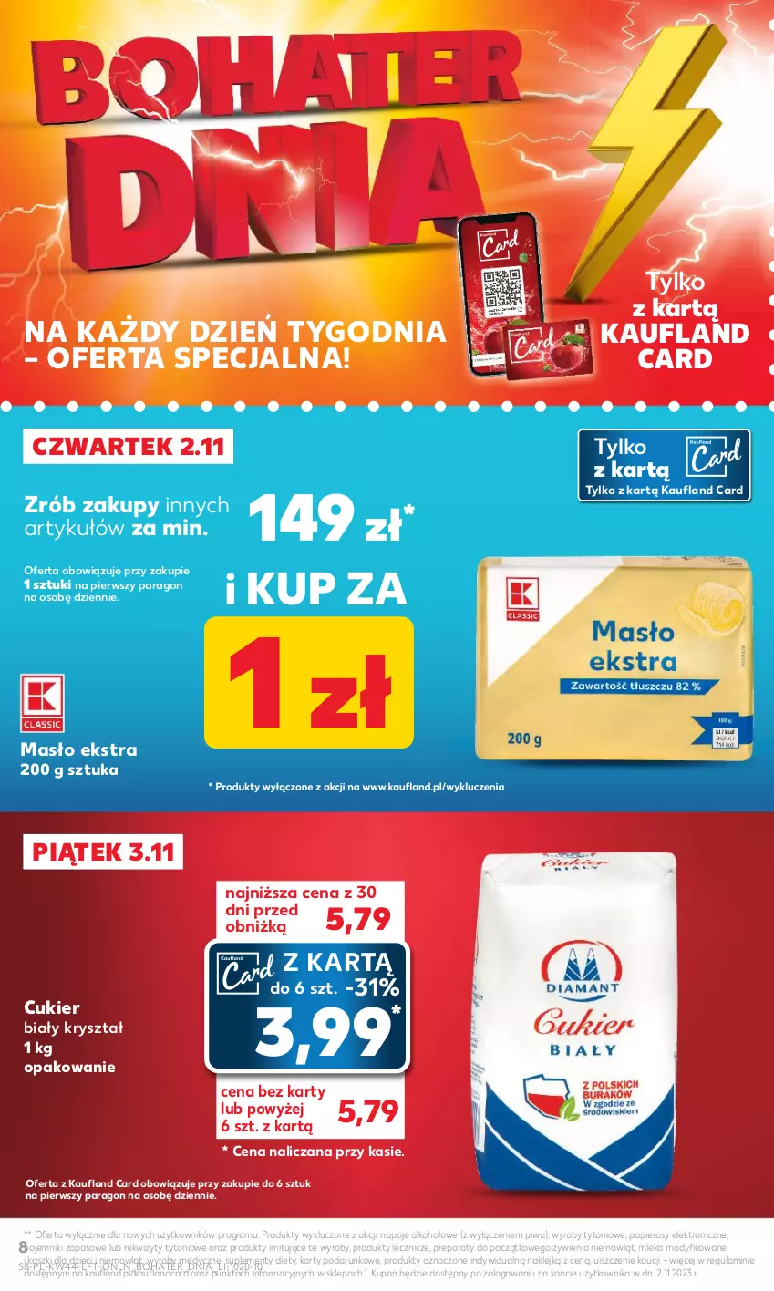 Gazetka promocyjna Kaufland - Gazetka tygodnia - ważna 02.11 do 07.11.2023 - strona 8 - produkty: Cukier, Dzieci, Gra, Klej, Masło, Napoje, Papier, Piwa, Pojemnik, Znicz