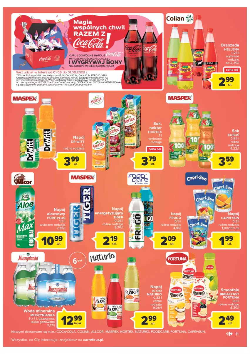 Gazetka promocyjna Carrefour - Gazetka Szalona 5 Carrefour Suwałki - ważna 02.08 do 13.08.2022 - strona 11 - produkty: Coca-Cola, Gry, Napoje, Por