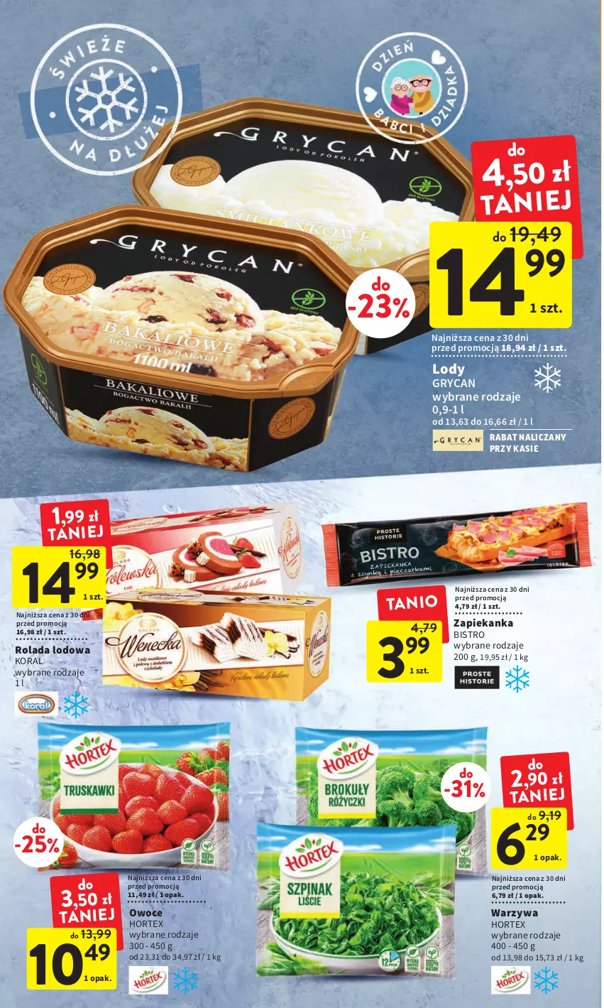 Gazetka promocyjna Intermarche - Gazetka Intermarche - ważna 19.01 do 25.01.2023 - strona 20 - produkty: Gry, Hortex, Lody, Owoce, Rolada, Warzywa, Zapiekanka