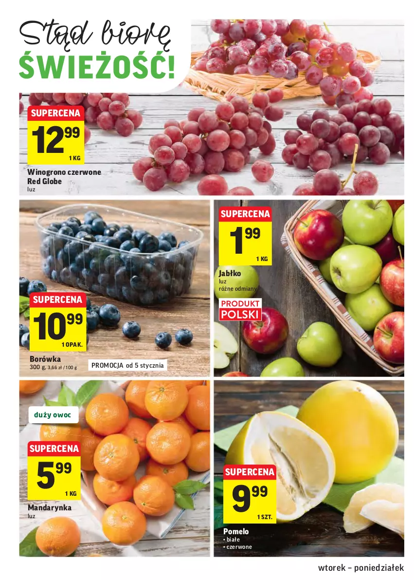 Gazetka promocyjna Intermarche - Gazetka promocyjna - ważna 04.01 do 10.01.2022 - strona 6 - produkty: Borówka, Pomelo, Wino