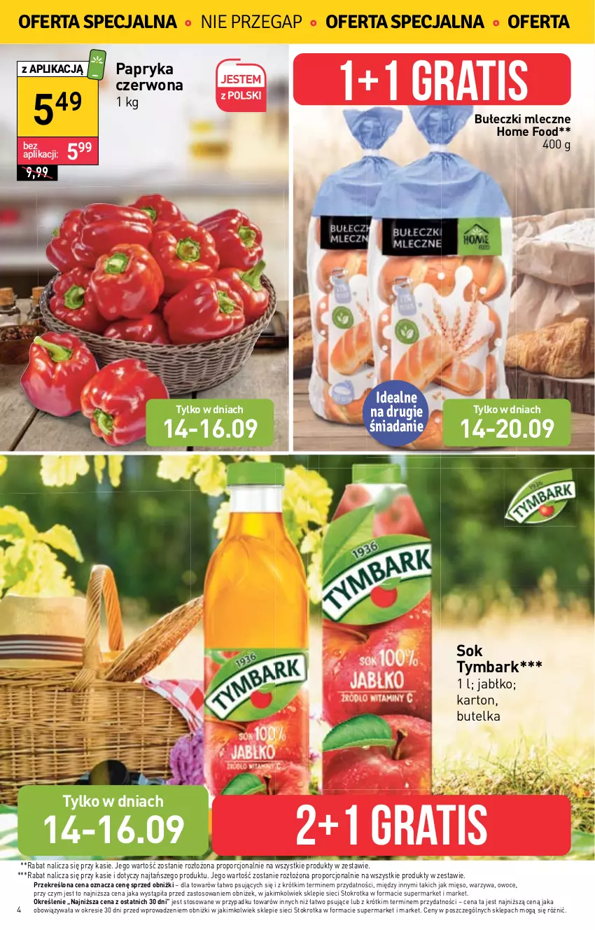 Gazetka promocyjna Stokrotka - Supermarket - ważna 14.09 do 20.09.2023 - strona 8 - produkty: Bułeczki, Bułeczki mleczne, Gra, Mięso, Owoce, Papryka, Papryka czerwona, Por, Sok, Tymbark, Warzywa