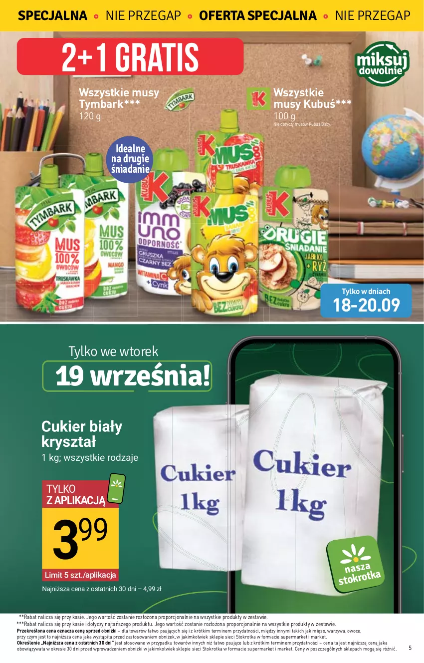 Gazetka promocyjna Stokrotka - Supermarket - ważna 14.09 do 20.09.2023 - strona 9 - produkty: Cukier, Gra, Kubuś, Mięso, Mus, Owoce, Por, Tymbark, Warzywa