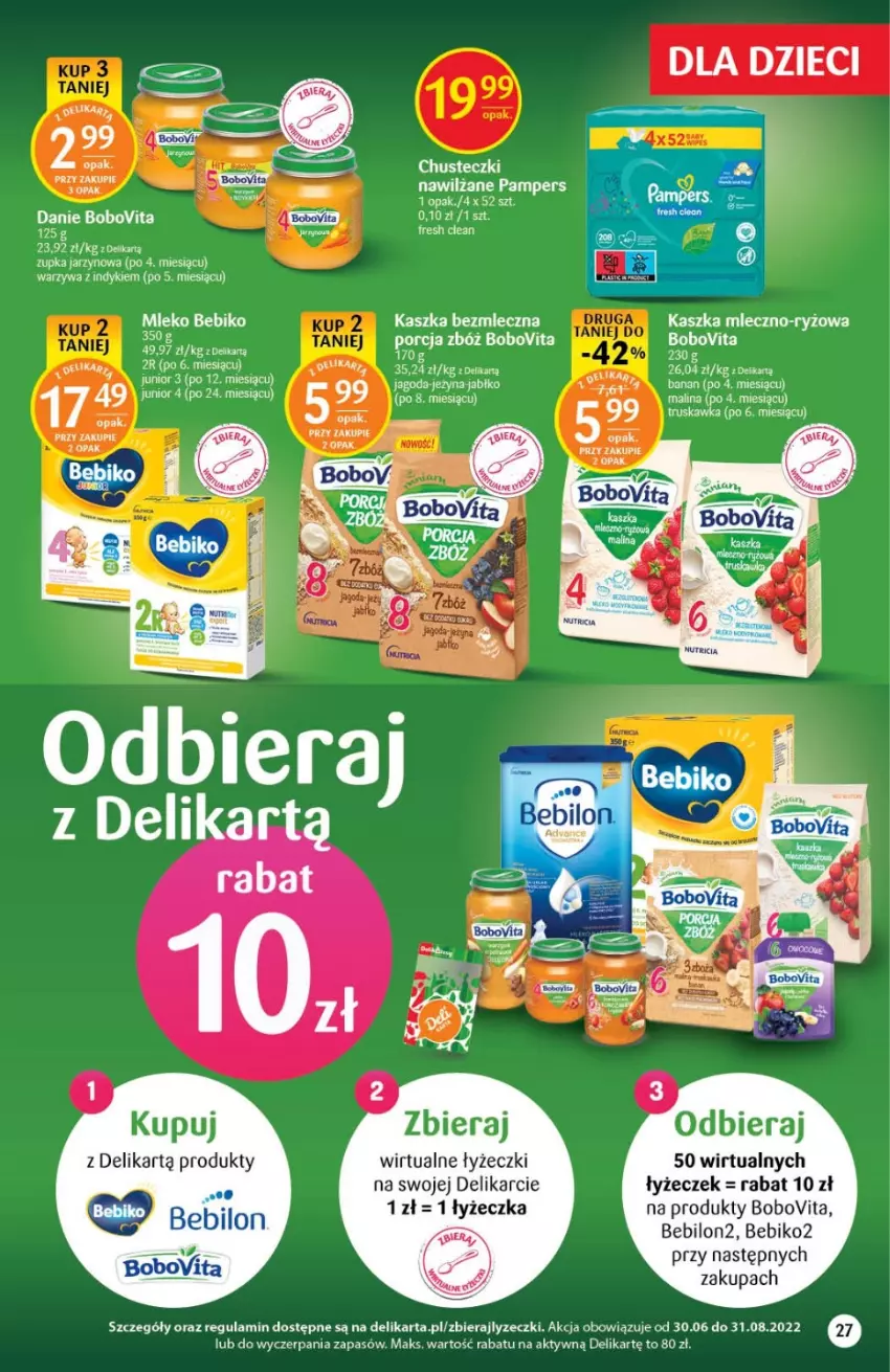 Gazetka promocyjna Delikatesy Centrum - Gazetka DC29 - ważna 28.07 do 03.08.2022 - strona 27 - produkty: Bebiko, BEBILON, BoboVita, Dzieci, Mleko, Pampers, Por, Ryż, Warzywa