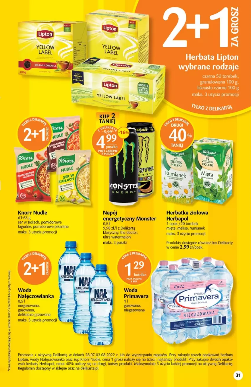 Gazetka promocyjna Delikatesy Centrum - Gazetka DC29 - ważna 28.07 do 03.08.2022 - strona 31 - produkty: Gra, Herbapol, Knorr, Lipton, Melon, Mięta, Nałęczowianka, Napój, Prima, Primavera, Rum, Ser, Woda