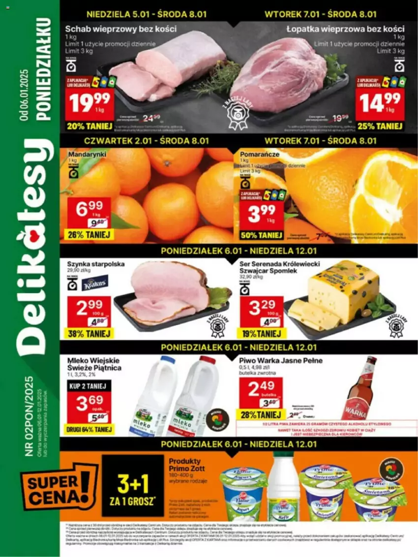 Gazetka promocyjna Delikatesy Centrum - ważna 06.01 do 12.01.2025 - strona 1 - produkty: Fa, Gra, Piątnica, Schab wieprzowy, Ser, Szynka