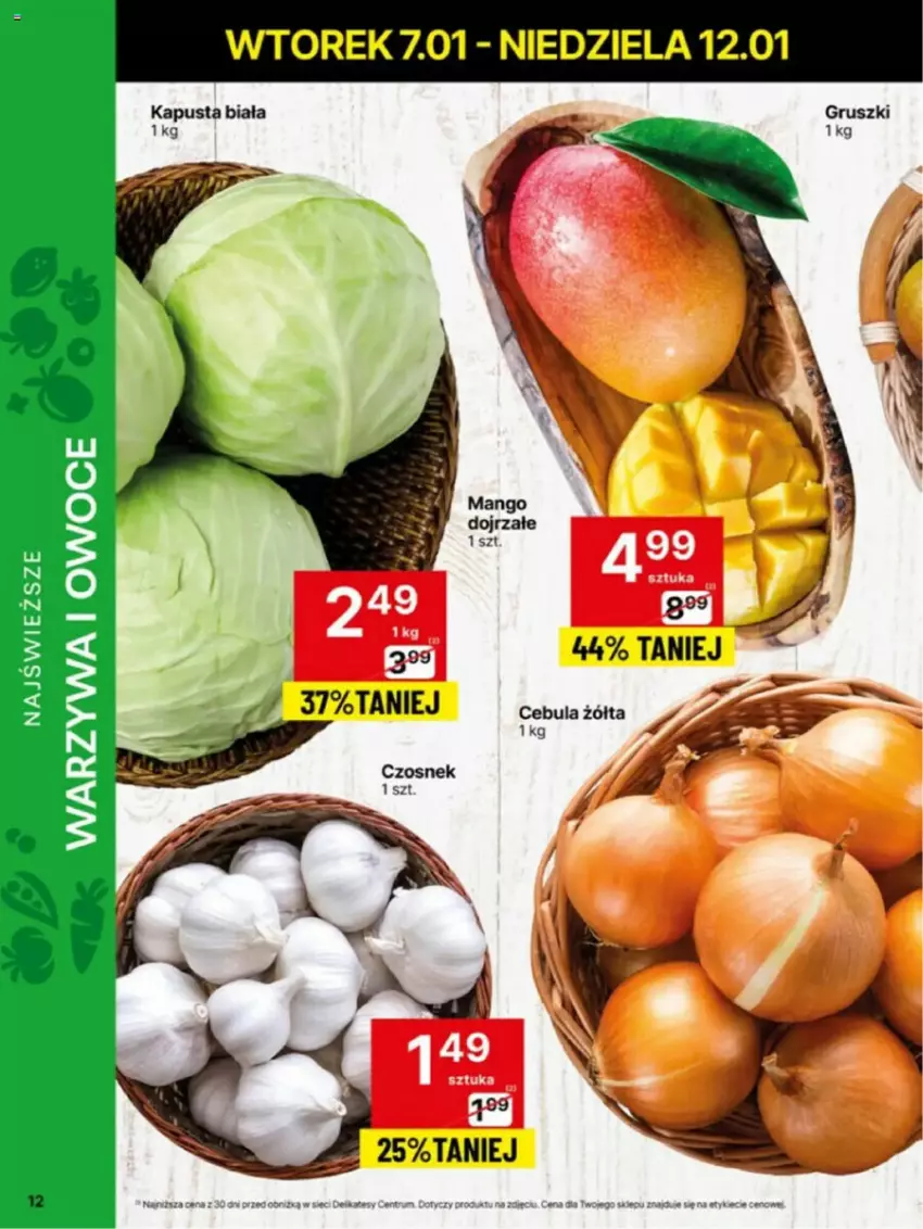 Gazetka promocyjna Delikatesy Centrum - ważna 06.01 do 12.01.2025 - strona 4 - produkty: Czosnek, Gruszki, Owoce, Warzywa, Warzywa i owoce