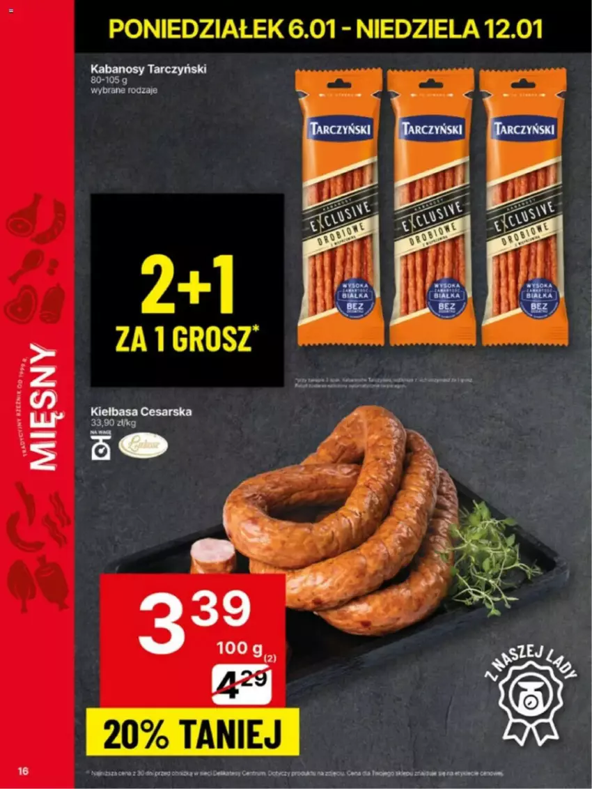 Gazetka promocyjna Delikatesy Centrum - ważna 06.01 do 12.01.2025 - strona 8 - produkty: Kabanos, Tarczyński