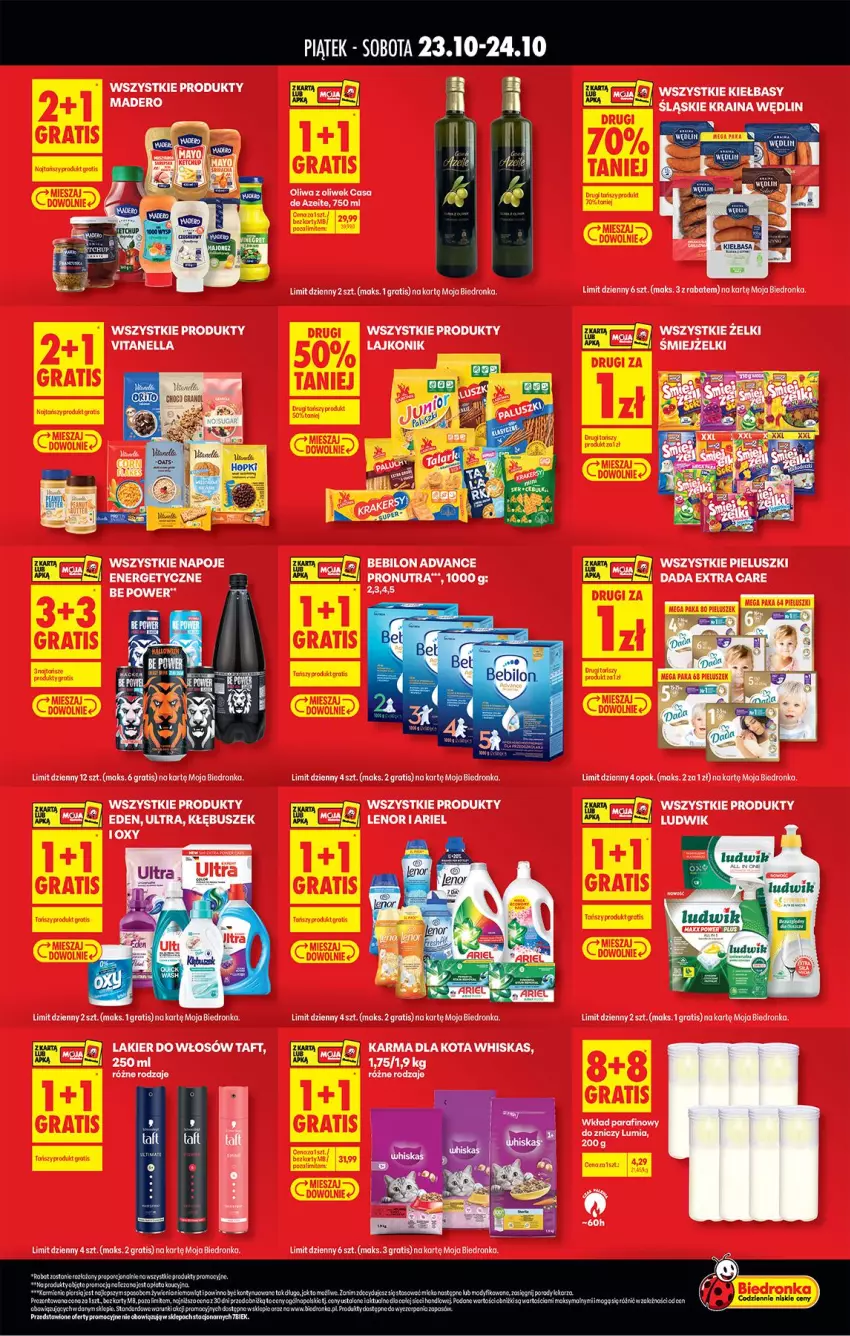 Gazetka promocyjna Biedronka - Tani Weekend - ważna 23.10 do 24.10.2026 - strona 2 - produkty: BEBILON, Dada, Gra, Lakier, Lakier do włosów, LG, Napoje, Taft, Whiskas, Znicz